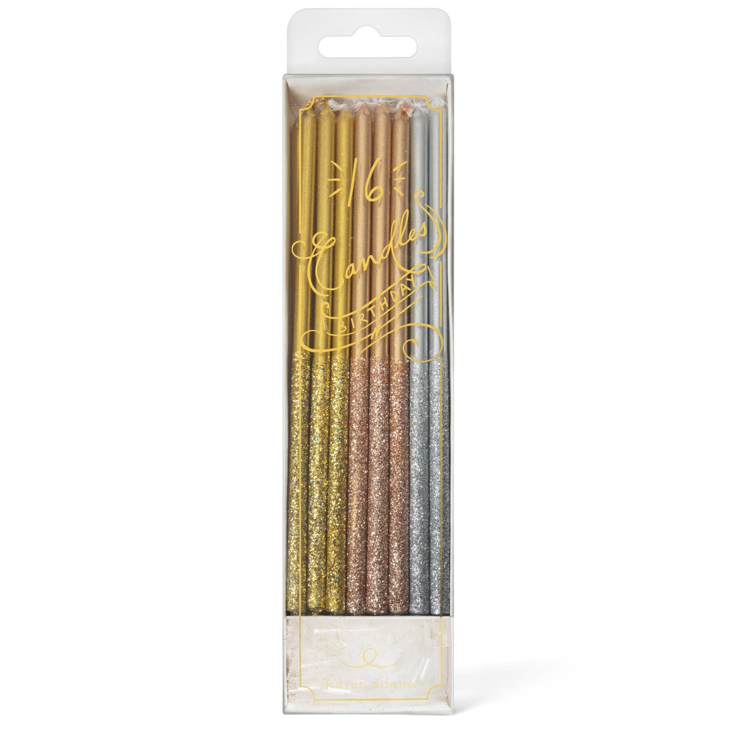 16 Sparkly Gold Tall Candles